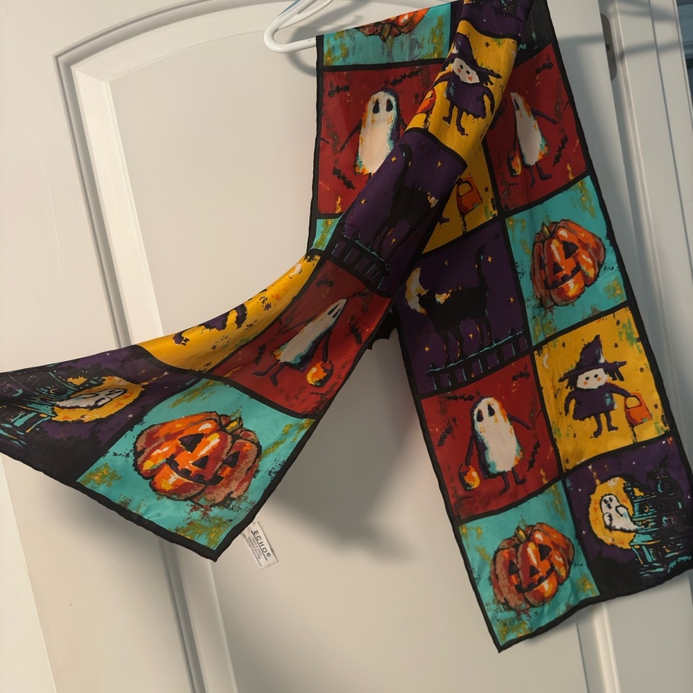 Echo Multicolor Halloween Themed Scarf 100% silk